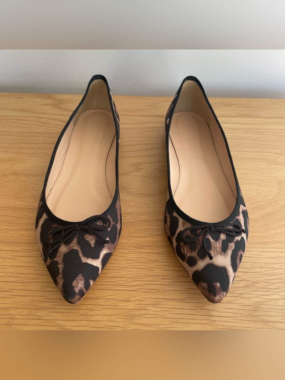 J Crew Leopard Print Pointed Toe Ballet Flats - Brown/Black